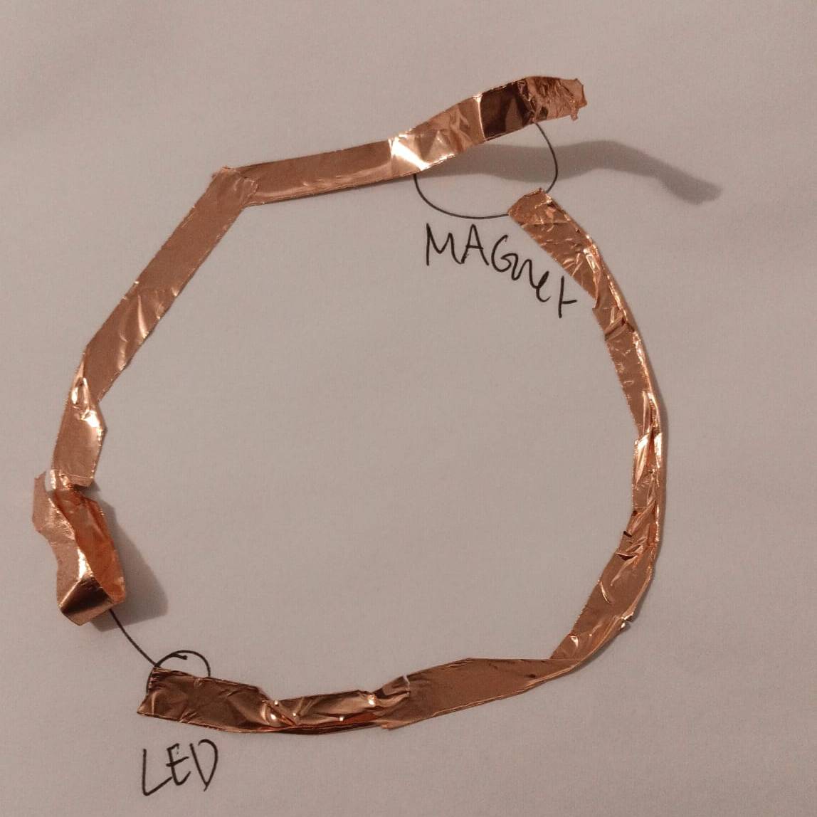 Here I add the copper tape onto my sketch.