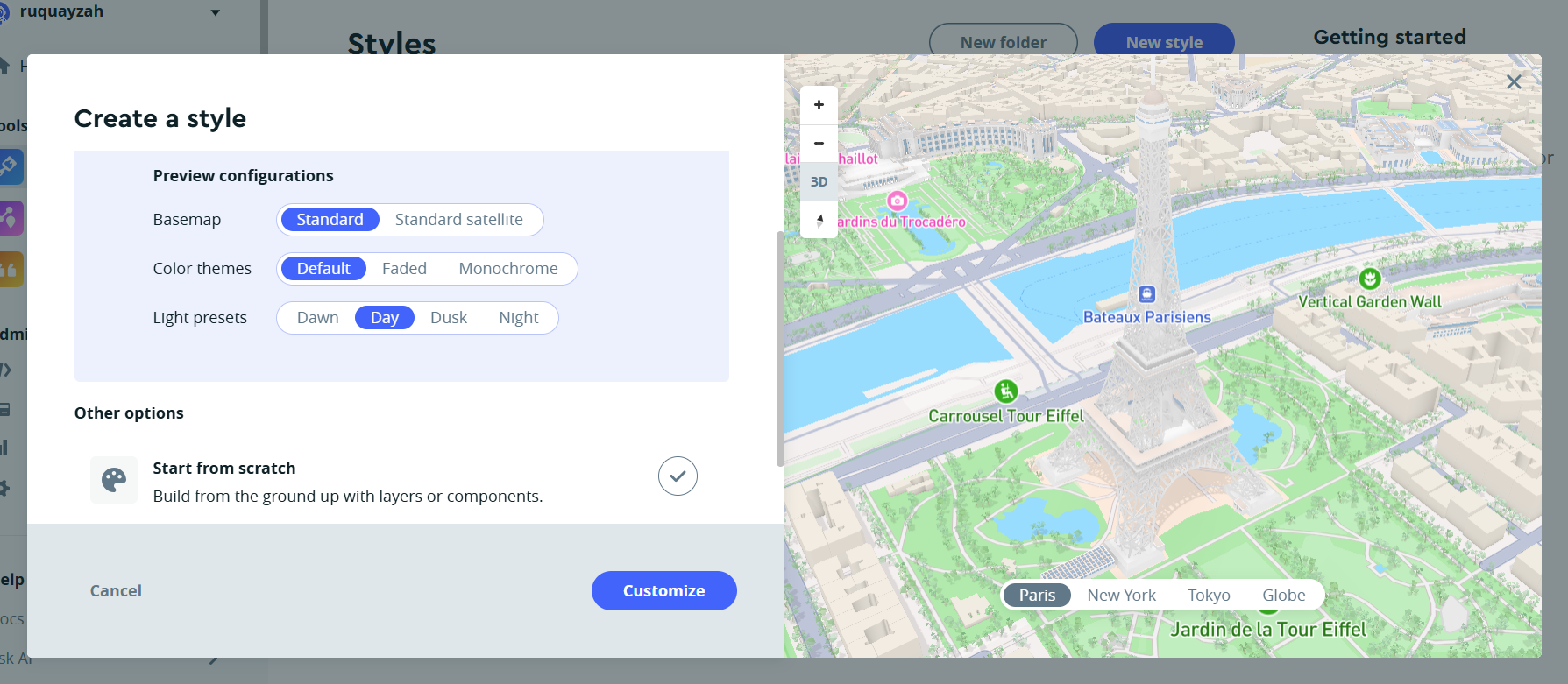 I chose the location of Paris again, but played around with the time of day. Unlike the other image this is taken in daylight.