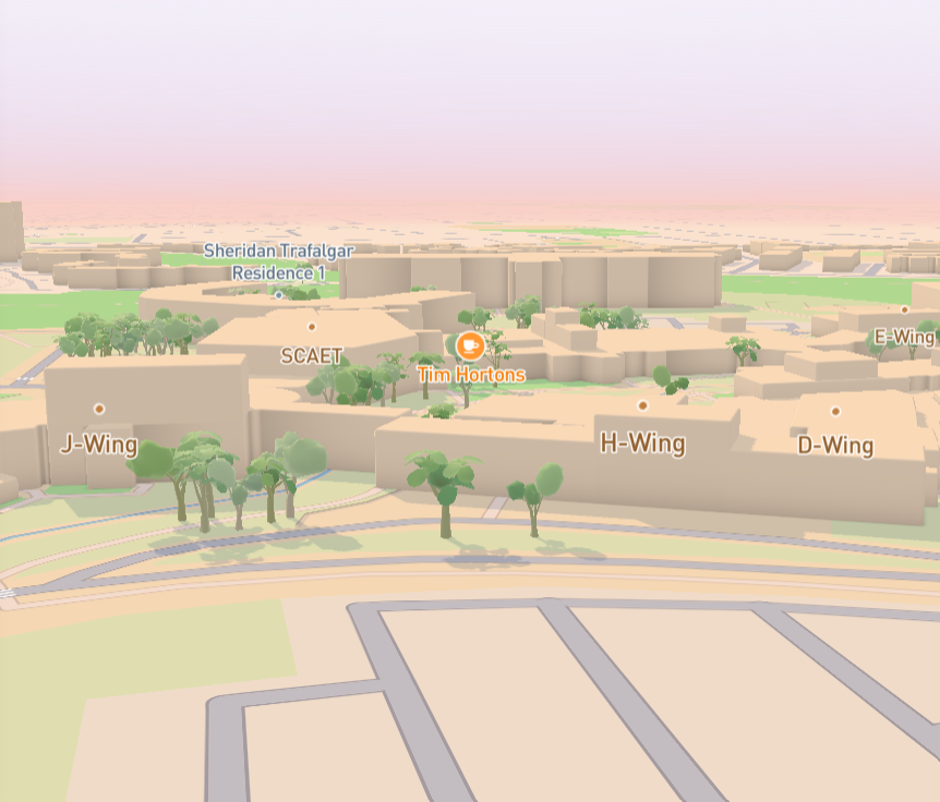 I figured out how to get a side view of Sheridan College, it was intresting because the extrusions helped you see which buildings were taller than others!