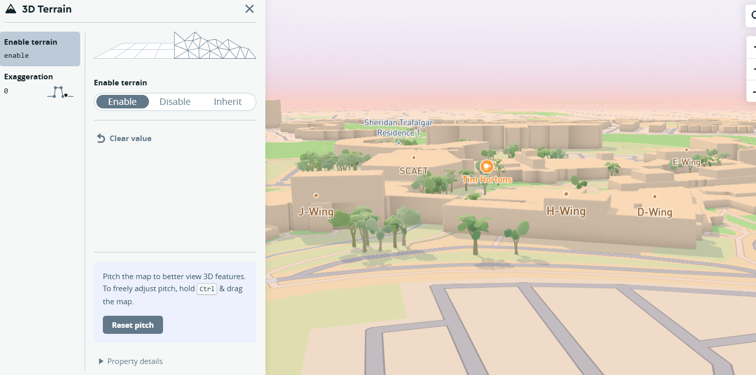 I really wanted to see how extrusions worked, you needed to be closer to the map to see this. It was fun to see the college from this perspective!