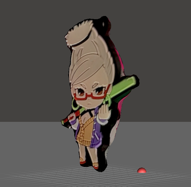 Front angle of the keychain object.