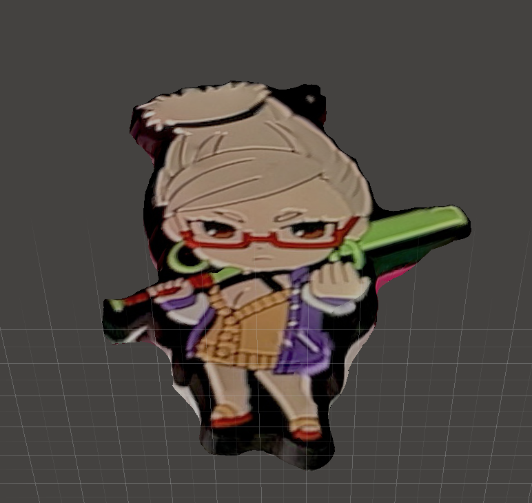 Lower angle of the keychain object.