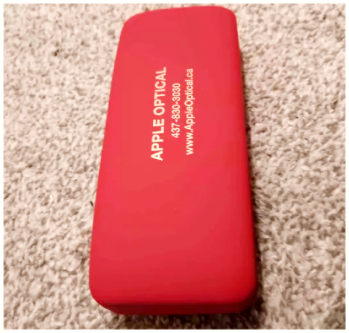 My glasses case, it's a nice bright red.