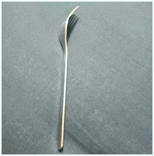 The side profile of a fork.